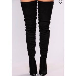 Black Suede Thigh High Boots